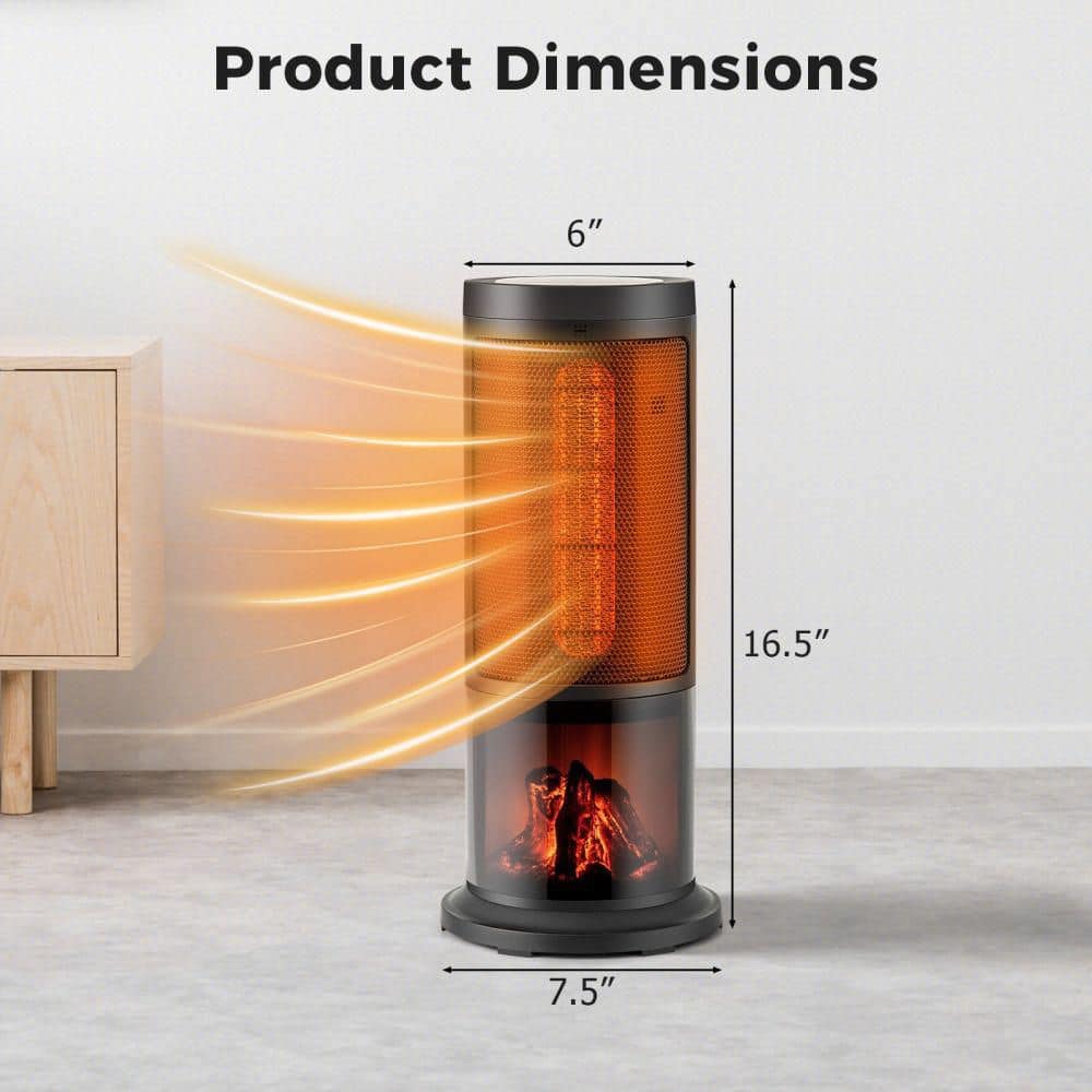 Clihome 1500-Watt Black Indoor Electric Radiator Tower Radiant Space Heater with Remote Controland Overheat Protection (2)