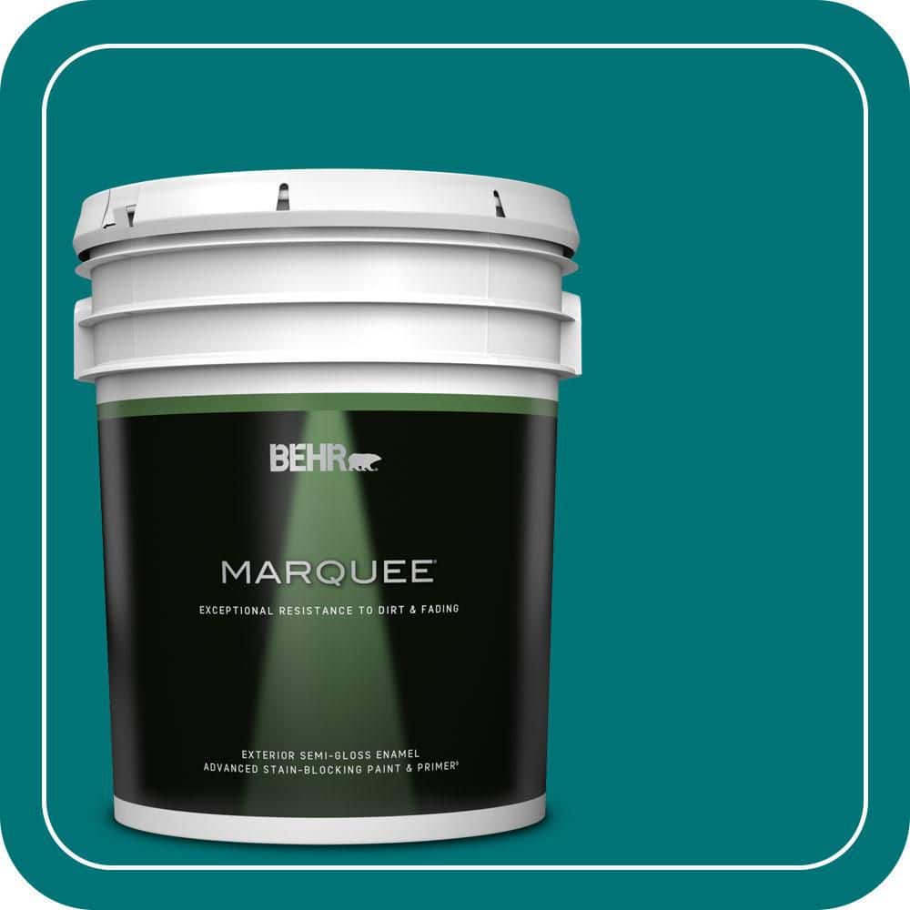 BEHR MARQUEE 5 gal. #T15-3 Essential Teal Semi-Gloss Enamel Exterior Paint & Primer