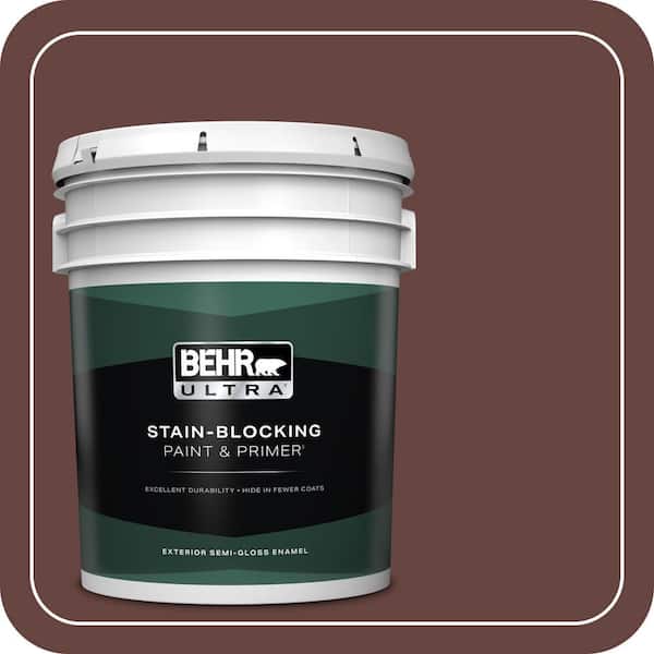 BEHR ULTRA 5 gal. #S-G-730 Tawny Port Semi-Gloss Enamel Exterior Paint & Primer (2)