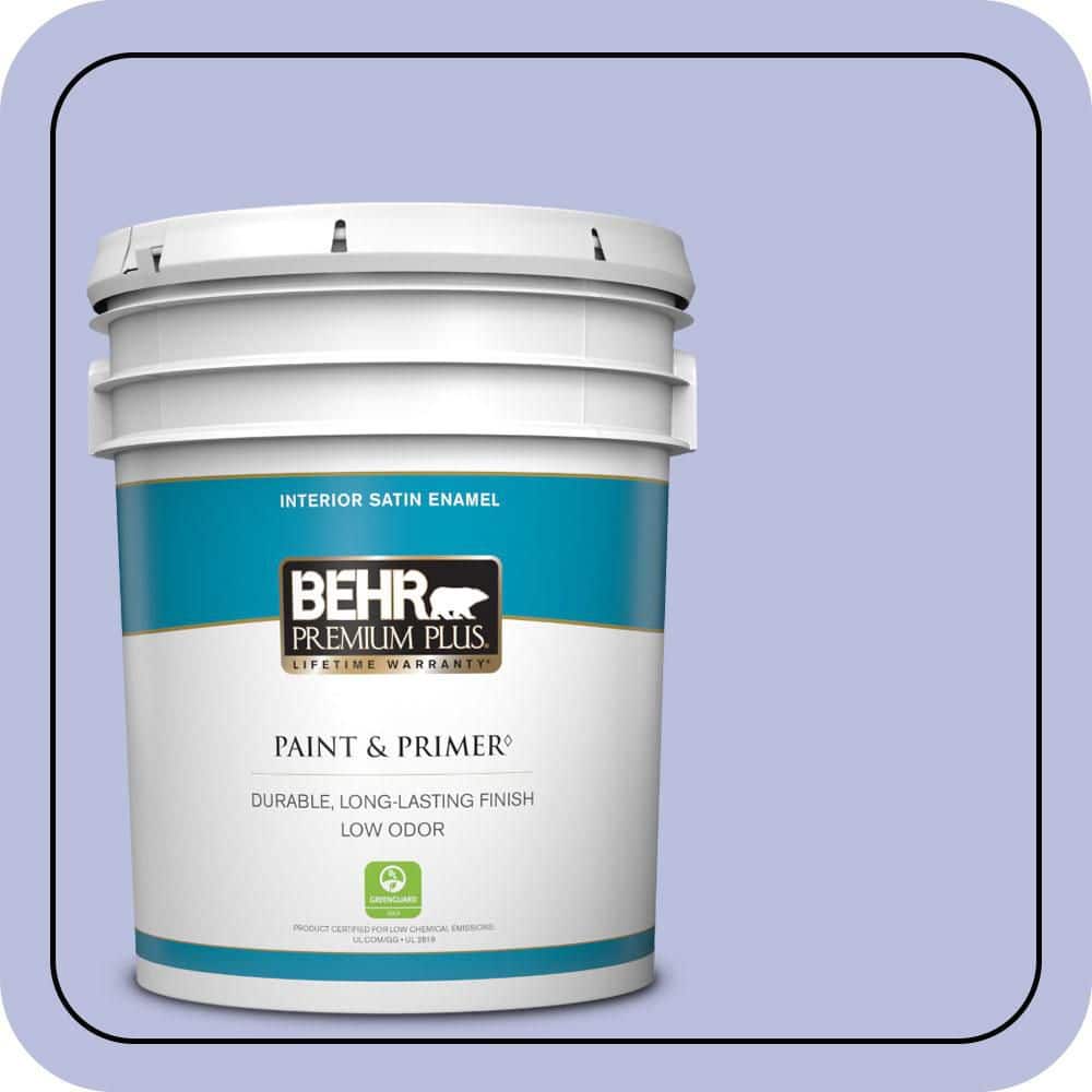 BEHR PREMIUM PLUS 5 gal. #620A-3 Rhapsody Lilac Satin Enamel Low Odor Interior Paint & Primer