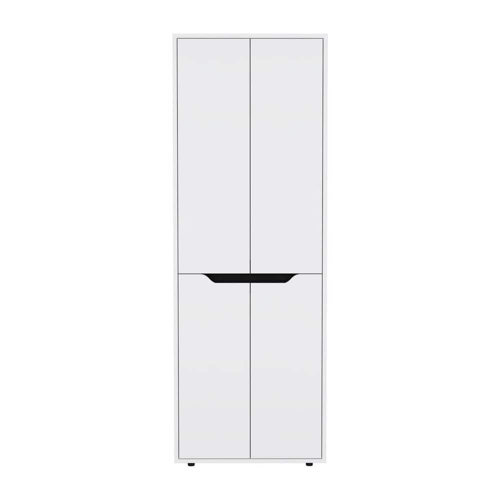 Tahanbath 11.80 in. W x 23.60 in. D x 66.90 in. H Particle Board Freestanding Linen Cabinet w/5-Shelves in White/Black (1)