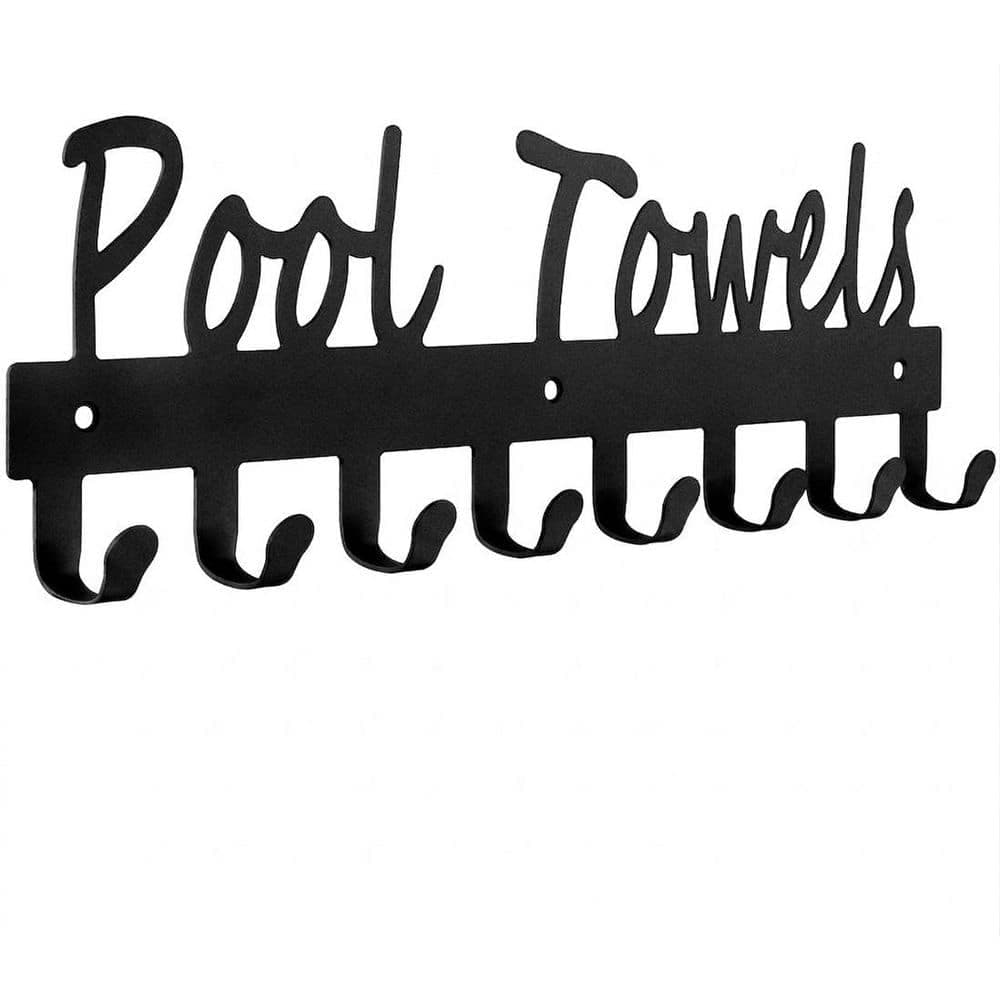 Unbranded Matte Black Carbon Steel 8-J-Hook Robe/Towel Hook Wall Drill Mount Pool Towel Rack Holder