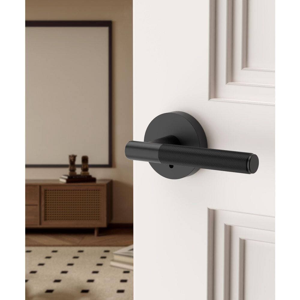 Wudkey 4-Piece Bath Hardware Set Included Privacy Door Handles with Lock Heavy Duty Door Levers (2)