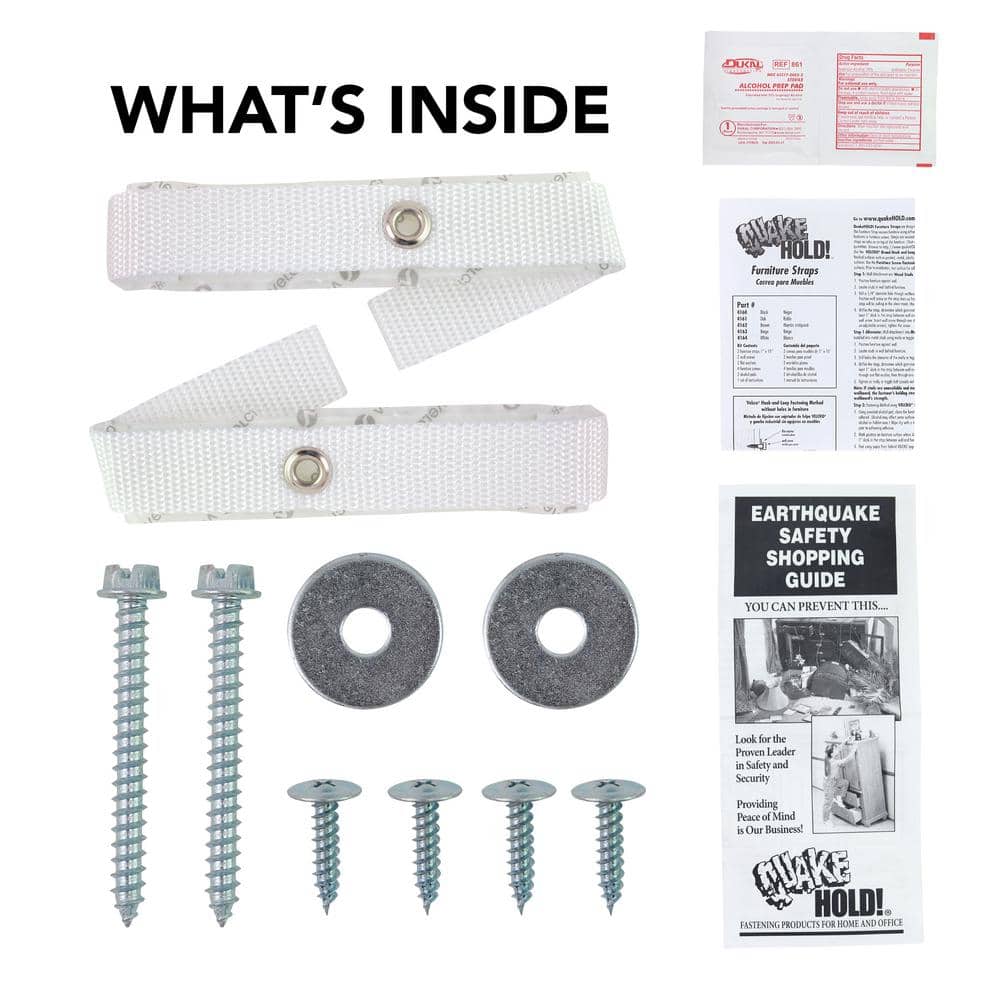 QuakeHOLD! White Furniture Safety Strap (3)