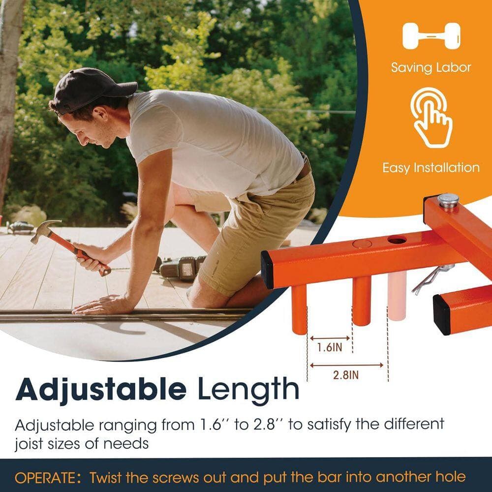Afoxsos 10 Gal Heavy-Duty Steel Orange Adjustable Deck Tool for Straightening Bending Boards Tightening Gaps (3)