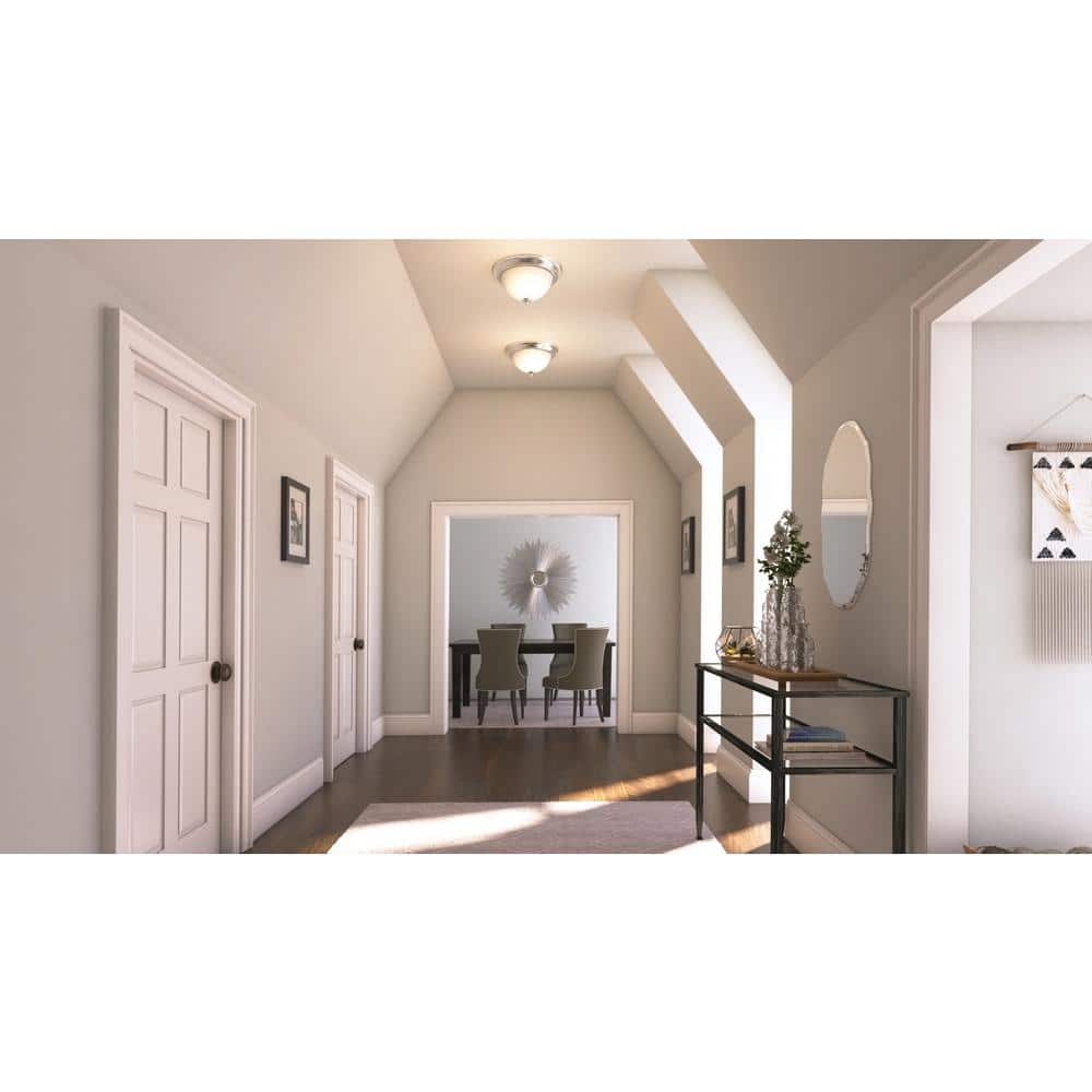 Commercial Electric 13 in. 2-Light Brushed Nickel Flush Mount with Frosted Glass Shade (2-Pack) (3)