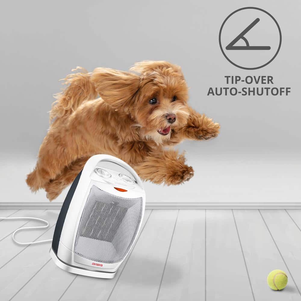 AIWA 1500-Watt 10.2 in. Electric Oscillating Room Ceramic Heater with Handle, Overheat Protection, Tip Over Auto Shutoff (3)