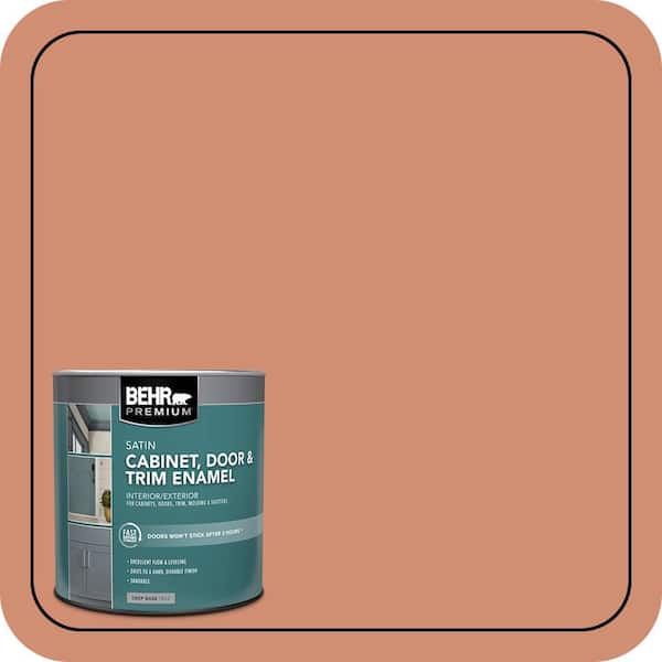 BEHR PREMIUM 1 qt. #M200-5 Terra Cotta Clay Satin Enamel Interior/Exterior Cabinet, Door & Trim Paint (2)