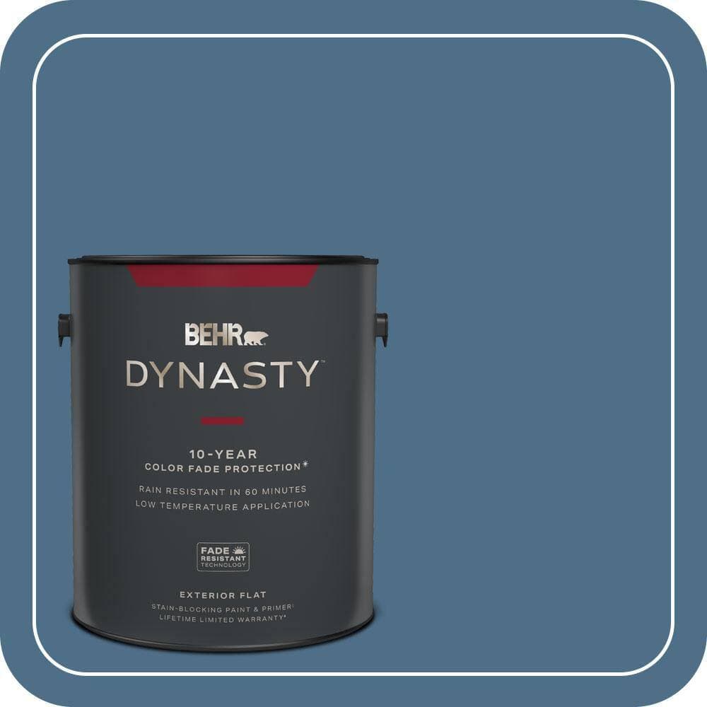BEHR DYNASTY 1 gal. #570D-6 Neptune Blue Flat Exterior Stain-Blocking Paint & Primer
