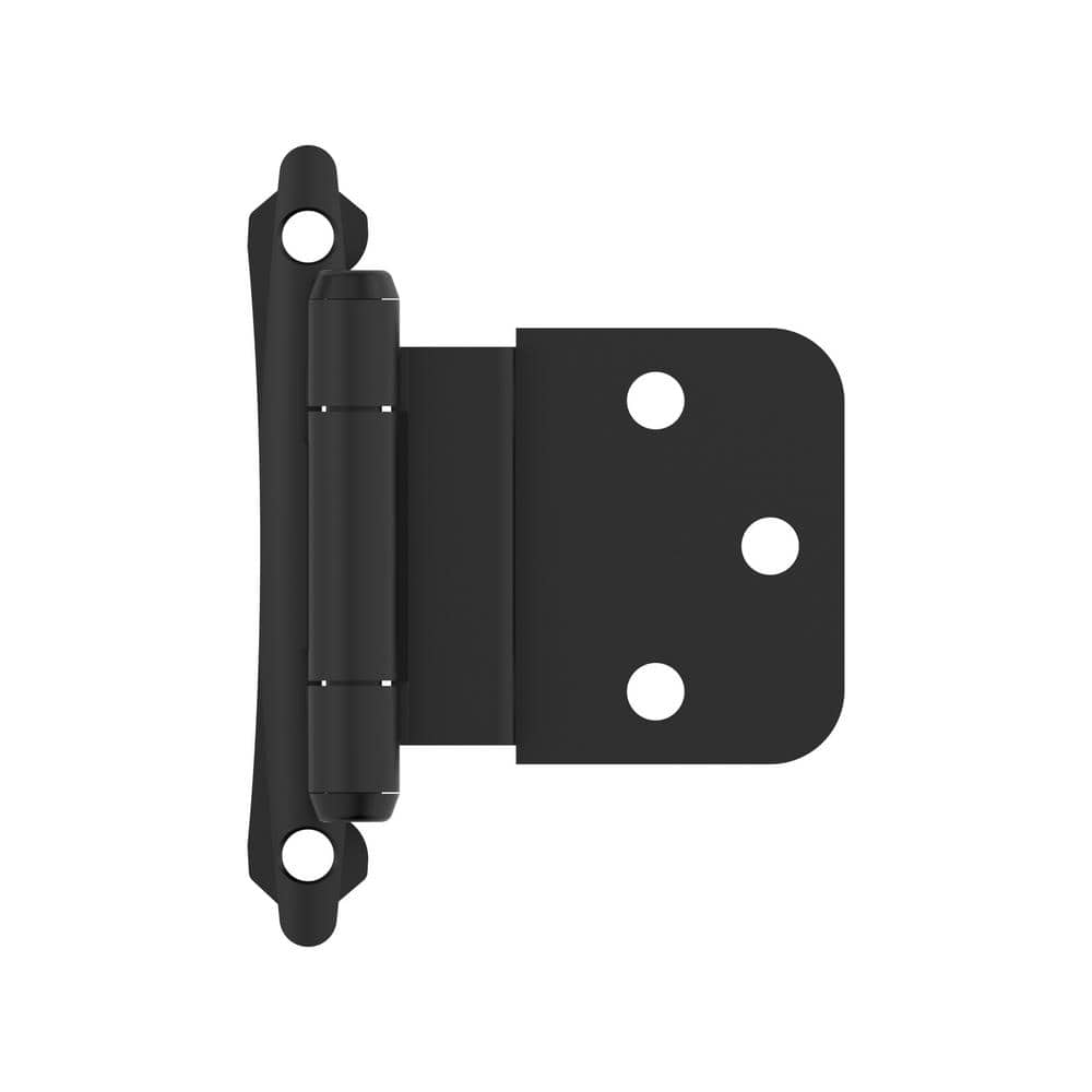 Amerock Matte Black 3/8 in (10 mm) Inset Self Closing, Face Mount Cabinet Hinge (2-Pack)
