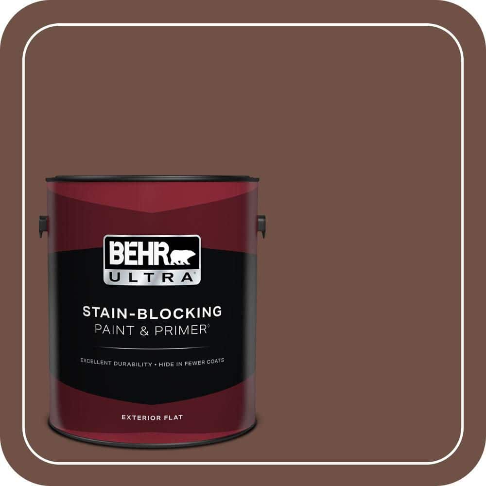 BEHR ULTRA 1 gal. #PMD-108 Double Chocolate Flat Exterior Paint & Primer