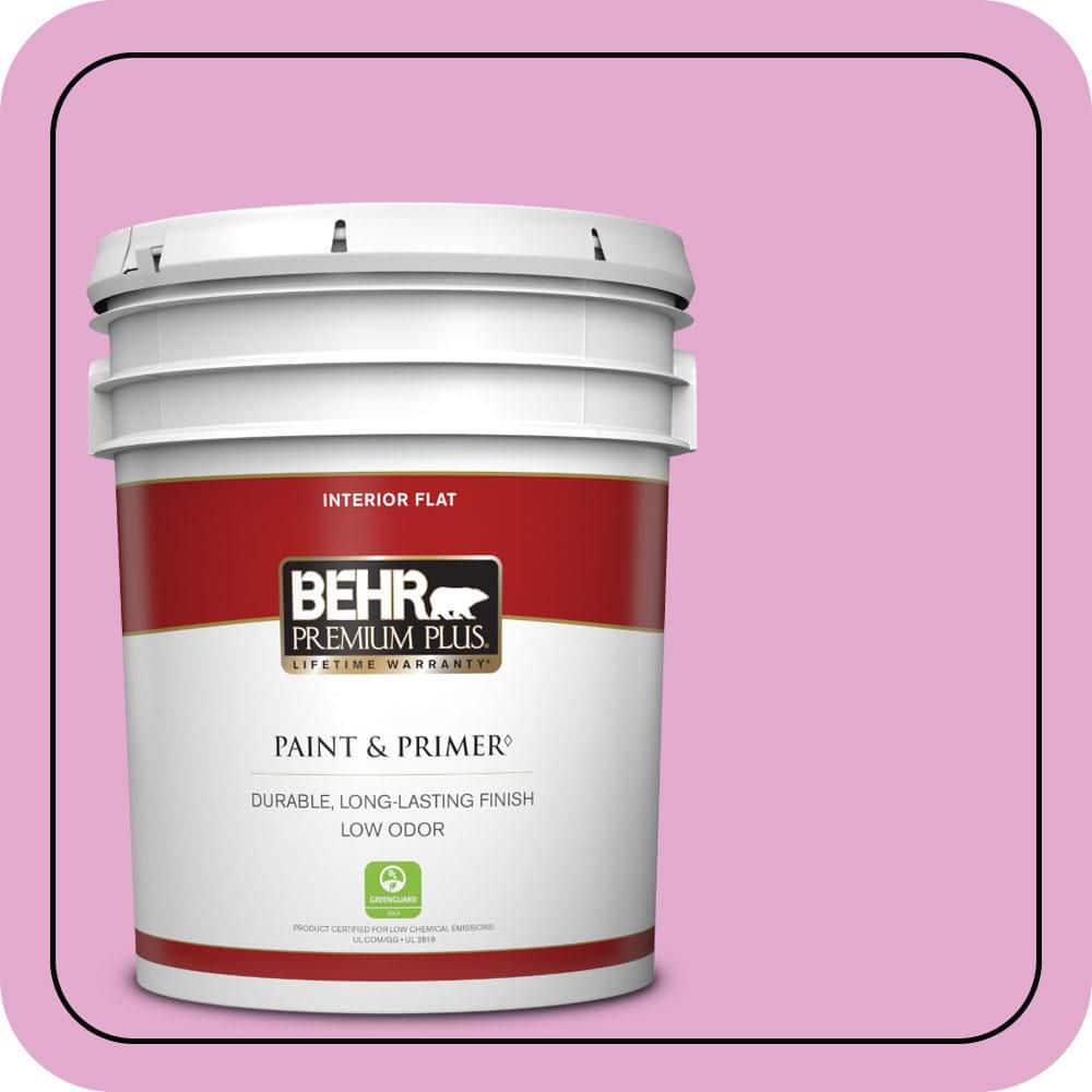 BEHR PREMIUM PLUS 5 gal. #680A-3 Pink Bliss Flat Low Odor Interior Paint & Primer