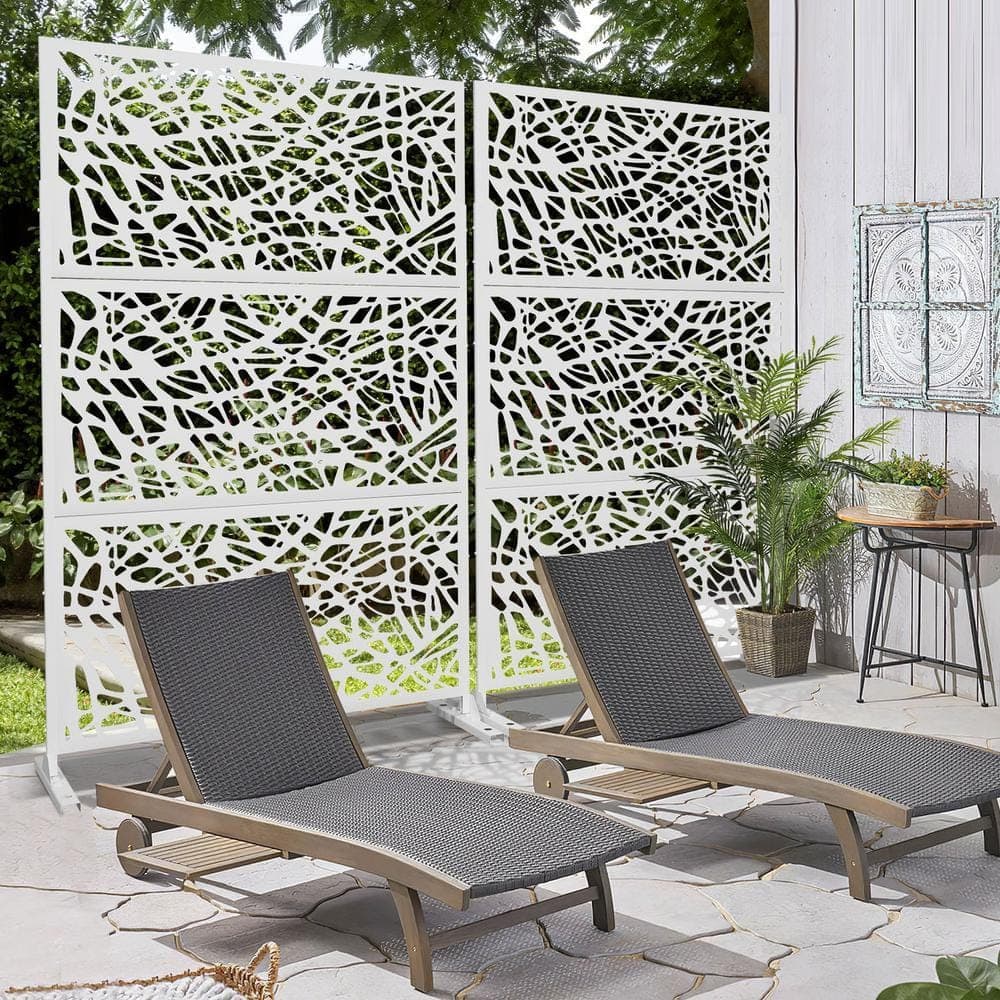 Lirago 75 x 48 in. White Modern Outdoor Screen Privacy Screen with Net Patterns Wall Decal (3)