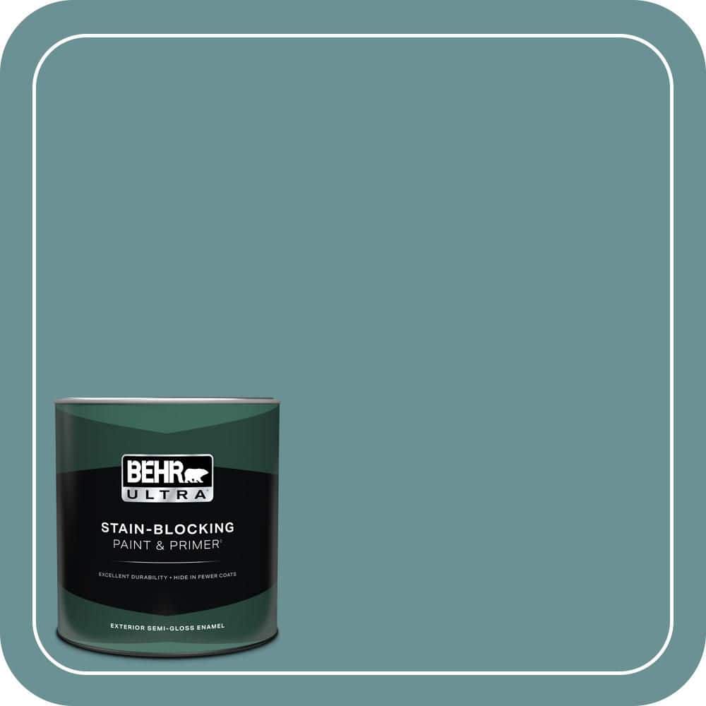 BEHR ULTRA 1 qt. #T15-16 Blue Clay Semi-Gloss Enamel Exterior Paint & Primer