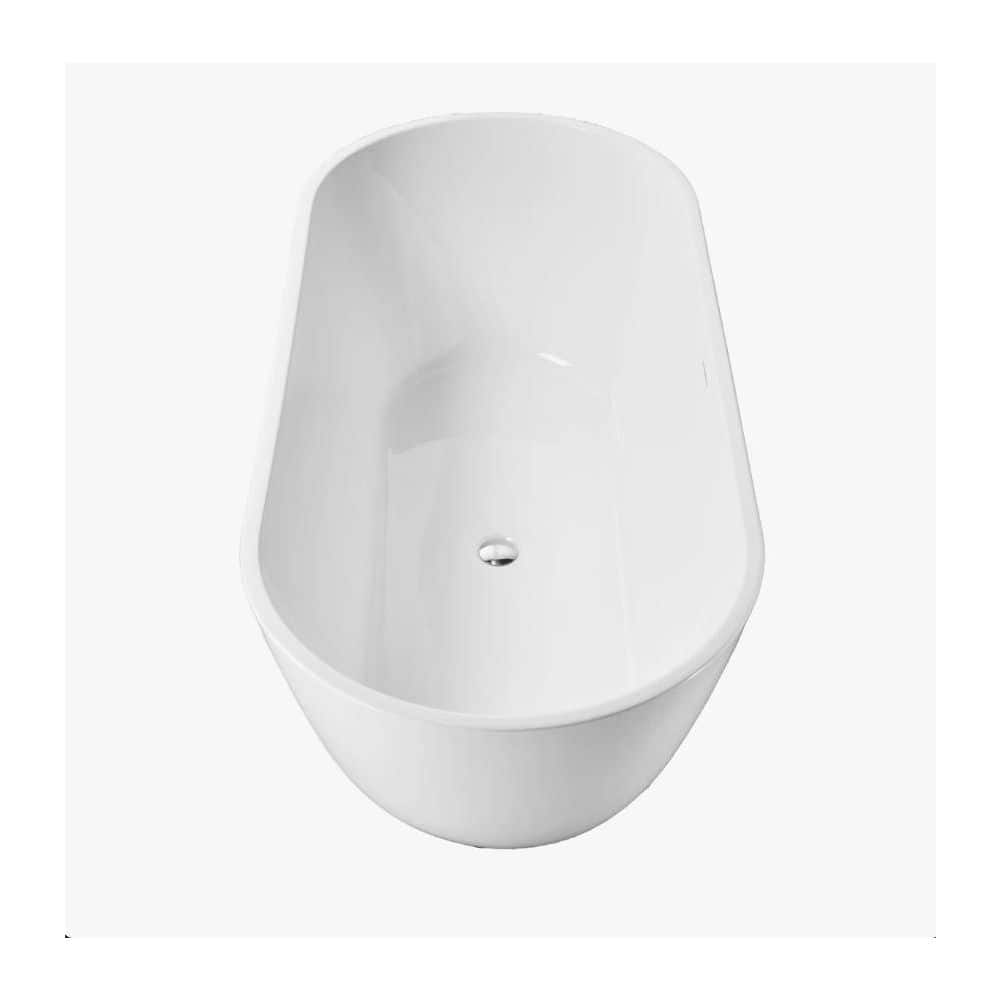 Unbranded 55 in. x 29.5 in. Acrylic Freestanding Soaking Bathtub Flat Bottom Stand Alone Tub in Chrome (2)