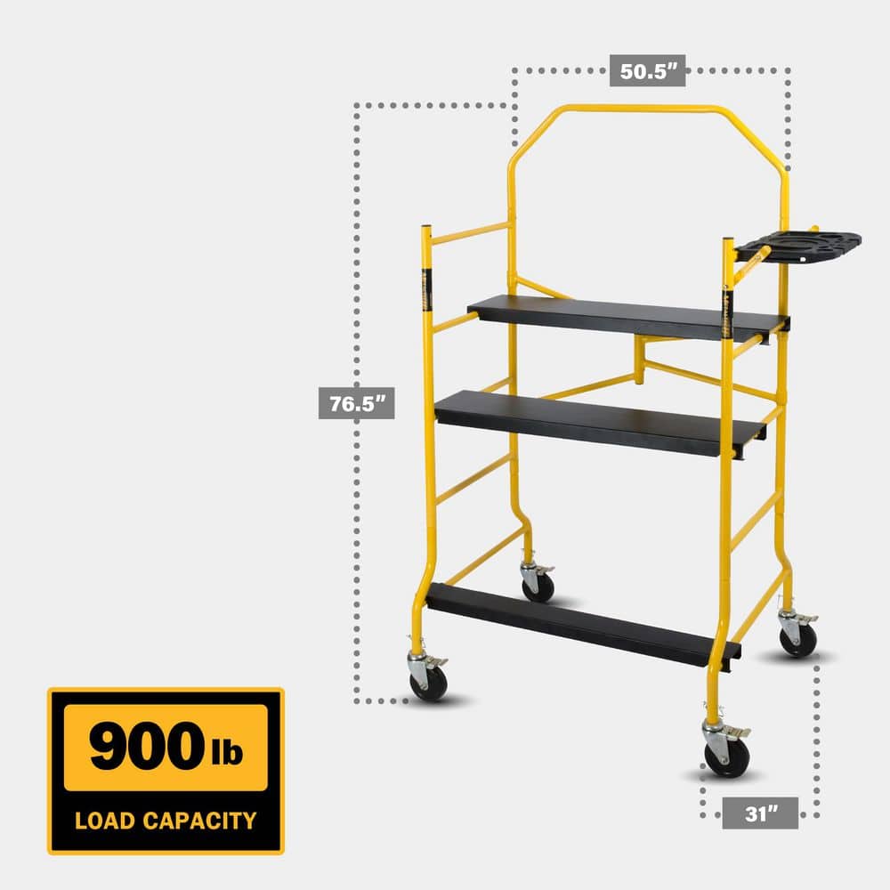 MetalTech Jobsite Series 3.3 ft. L x 6.3 ft. H x 2.6 ft. D Scaffold Work Platform with Safety Rail and Tool Tray, 900 lb. Capacity (3)