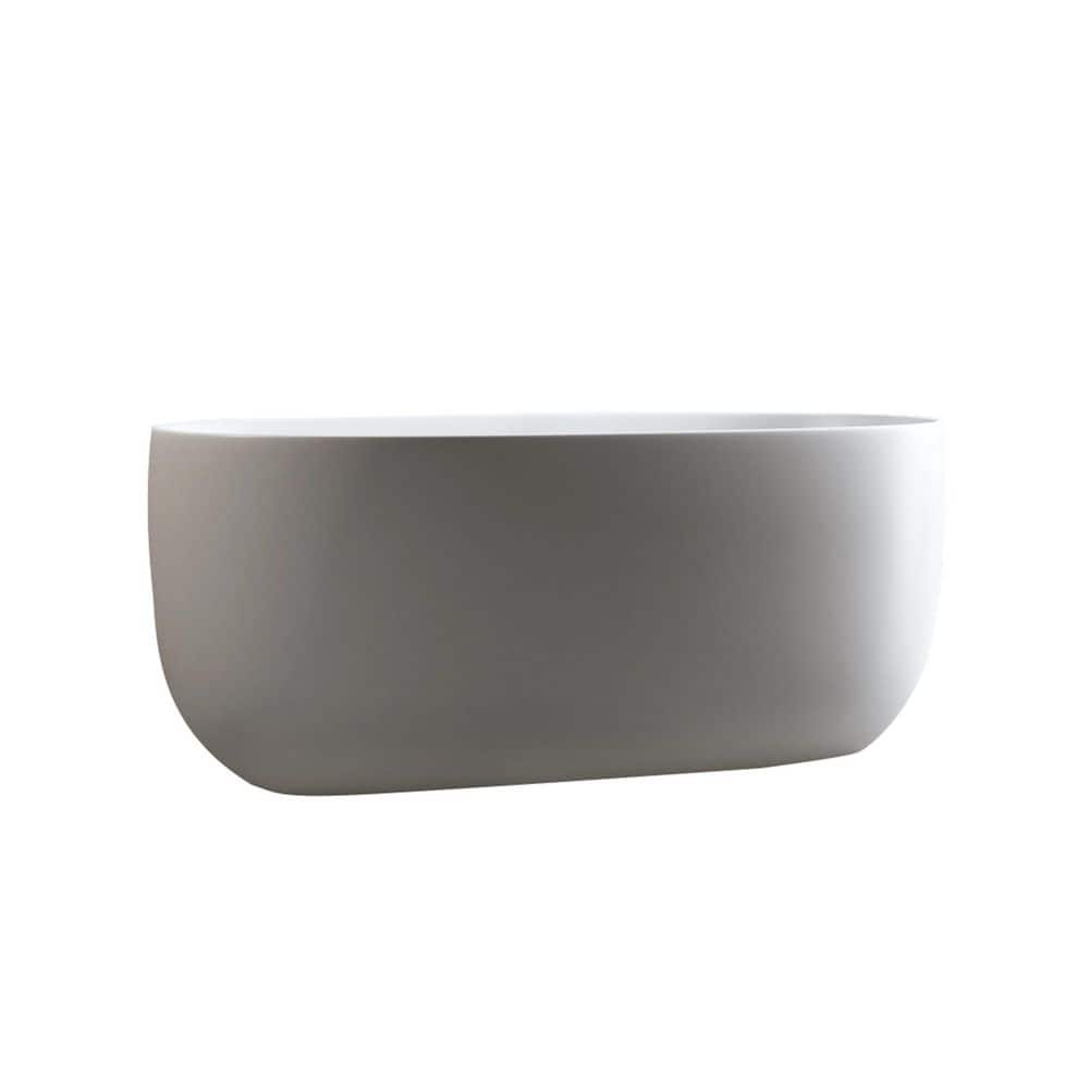 LUXSHERY 47 in x 25.6 in. Independent Solid Surface Resin Stone Soaking Bathtub with Pop-up Drainage and Overflow Pipes (1)
