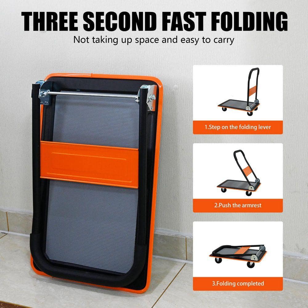 Cesicia Orange 330lbs Heavy Duty Platform Hand Truck (3)