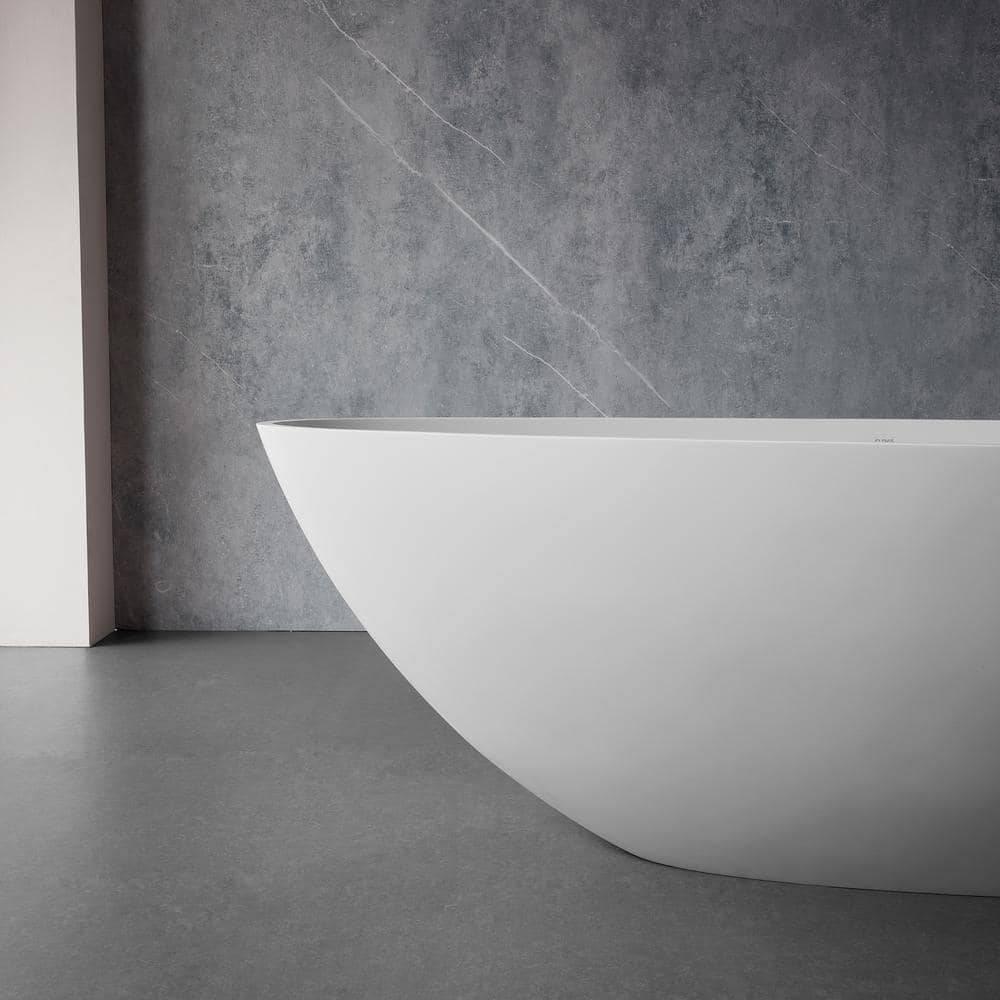 VANITYFUS Stone Resin Solid Surface Freestanding Soaking Bathtub with Brass Drain (2)