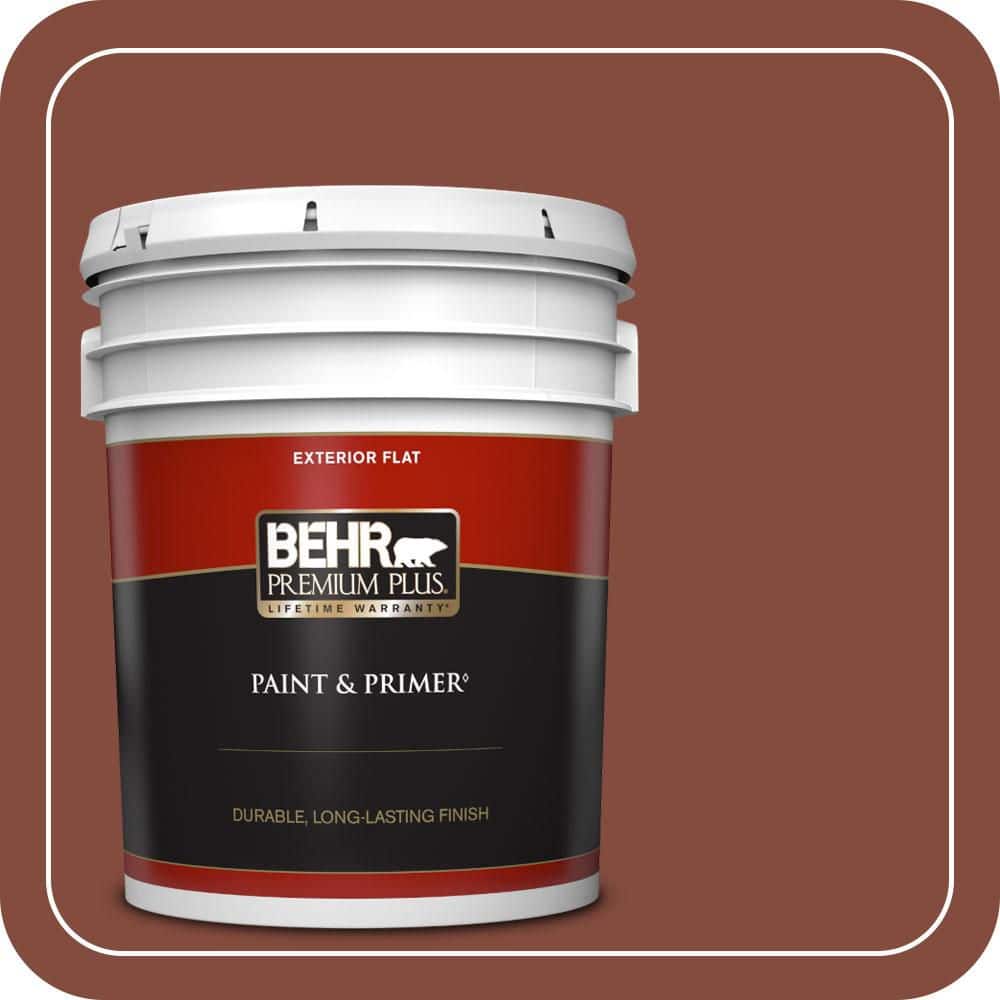 BEHR PREMIUM PLUS 5 gal. #S160-7 Red Chipotle Flat Exterior Paint & Primer