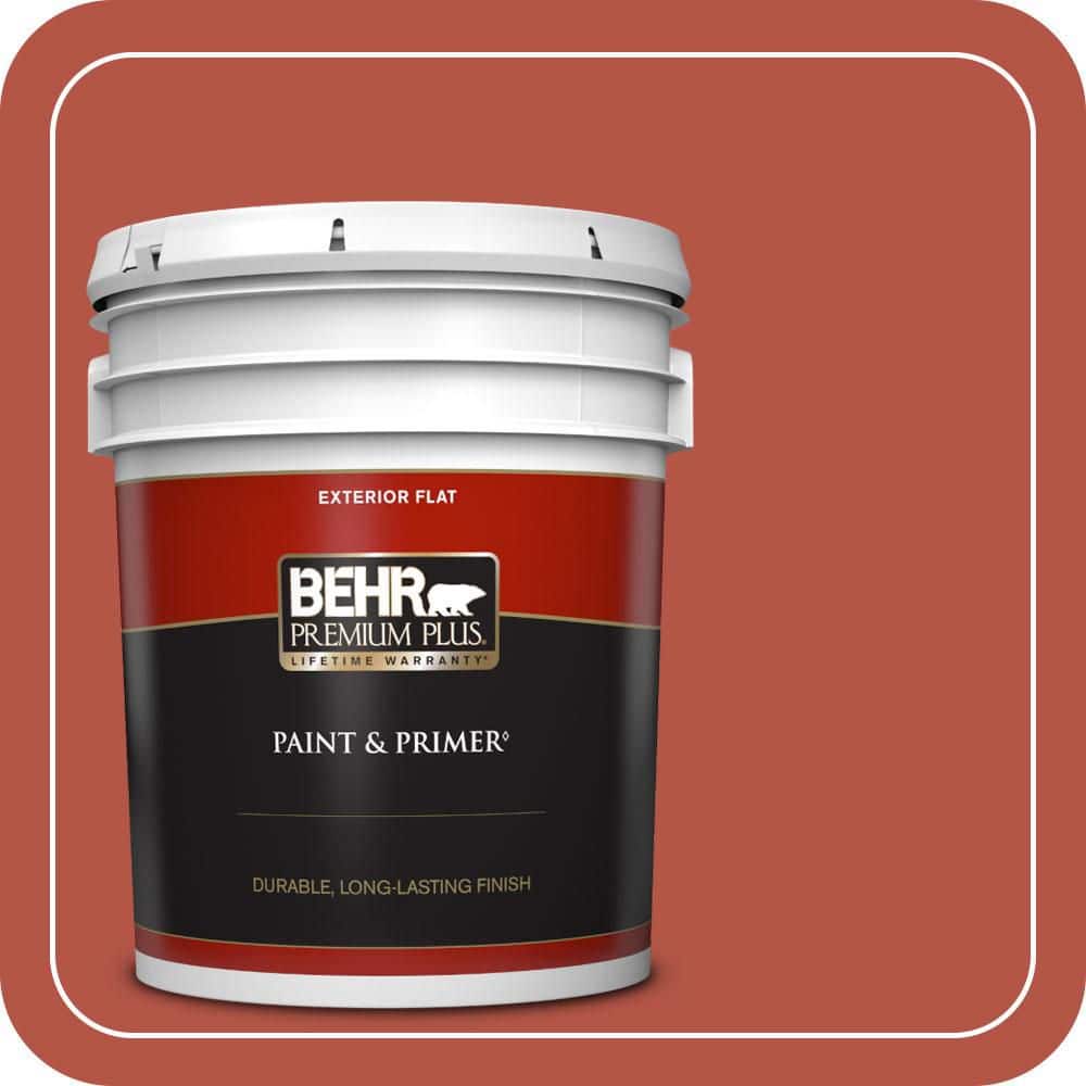 BEHR PREMIUM PLUS 5 gal. #T17-18 Hot and Spicy Flat Exterior Paint & Primer
