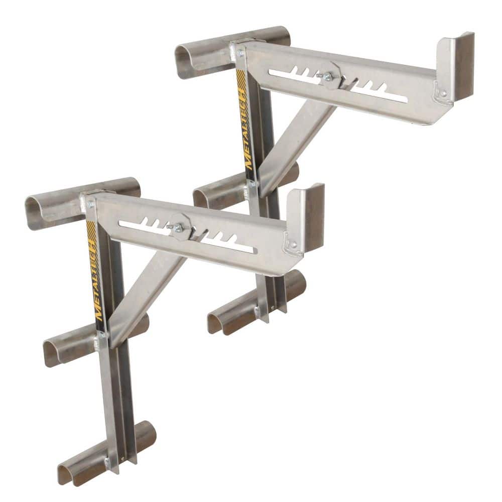 MetalTech Aluminum Adjustable 3-Rung Ladder Jacks for Extension Ladder to Add Walk Boards, (2-Pack)