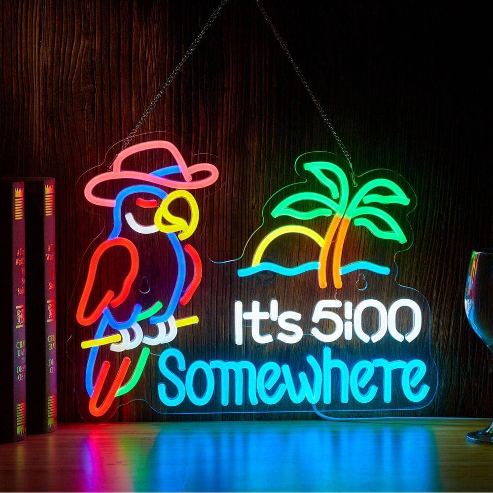 Afoxsos Neon Sign Creative Cowboy Parrot Beer Bar Wall Decor USB Powered Dimmable LED Light Acrylic Board Man Cave (3)