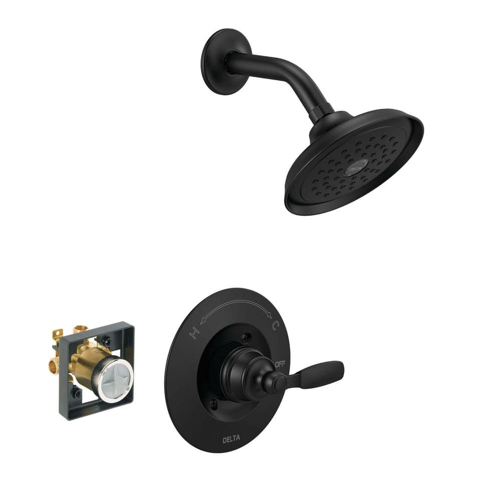 Delta Woodhurst Single Handle 1-Spray Shower Faucet 1.75 GPM with Pressure Balance in Matte Black