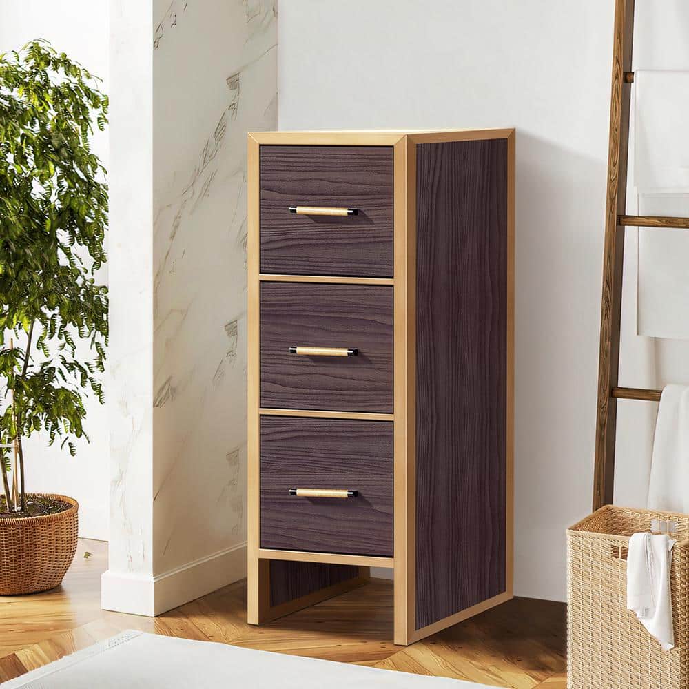 ROSWELL Toledo 12 in. W x 19.7 in. D x 31.5 in. H Dark Walnut Freestanding Linen Cabinet (3)