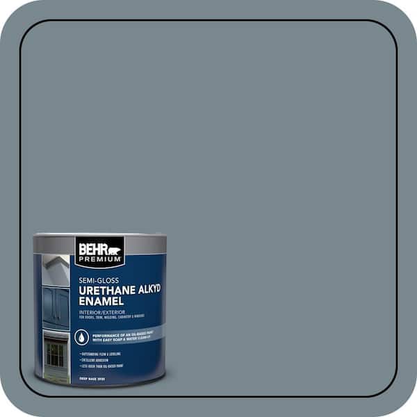 BEHR PREMIUM 1 qt. #N470-5 Norwegian Blue Urethane Alkyd Semi-Gloss Enamel Interior/Exterior Paint (2)