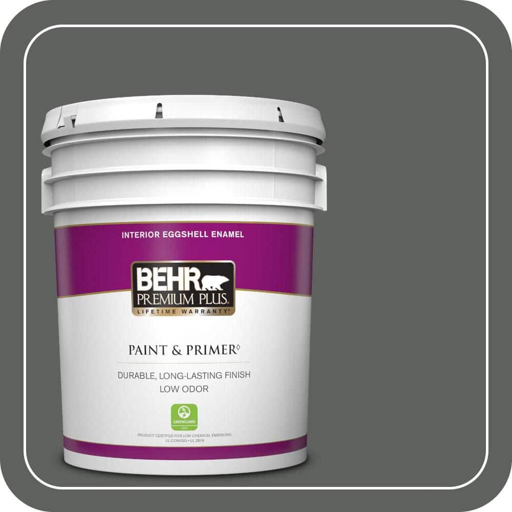 BEHR PREMIUM PLUS 5 gal. #N460-6 Hematite Eggshell Enamel Low Odor Interior Paint & Primer