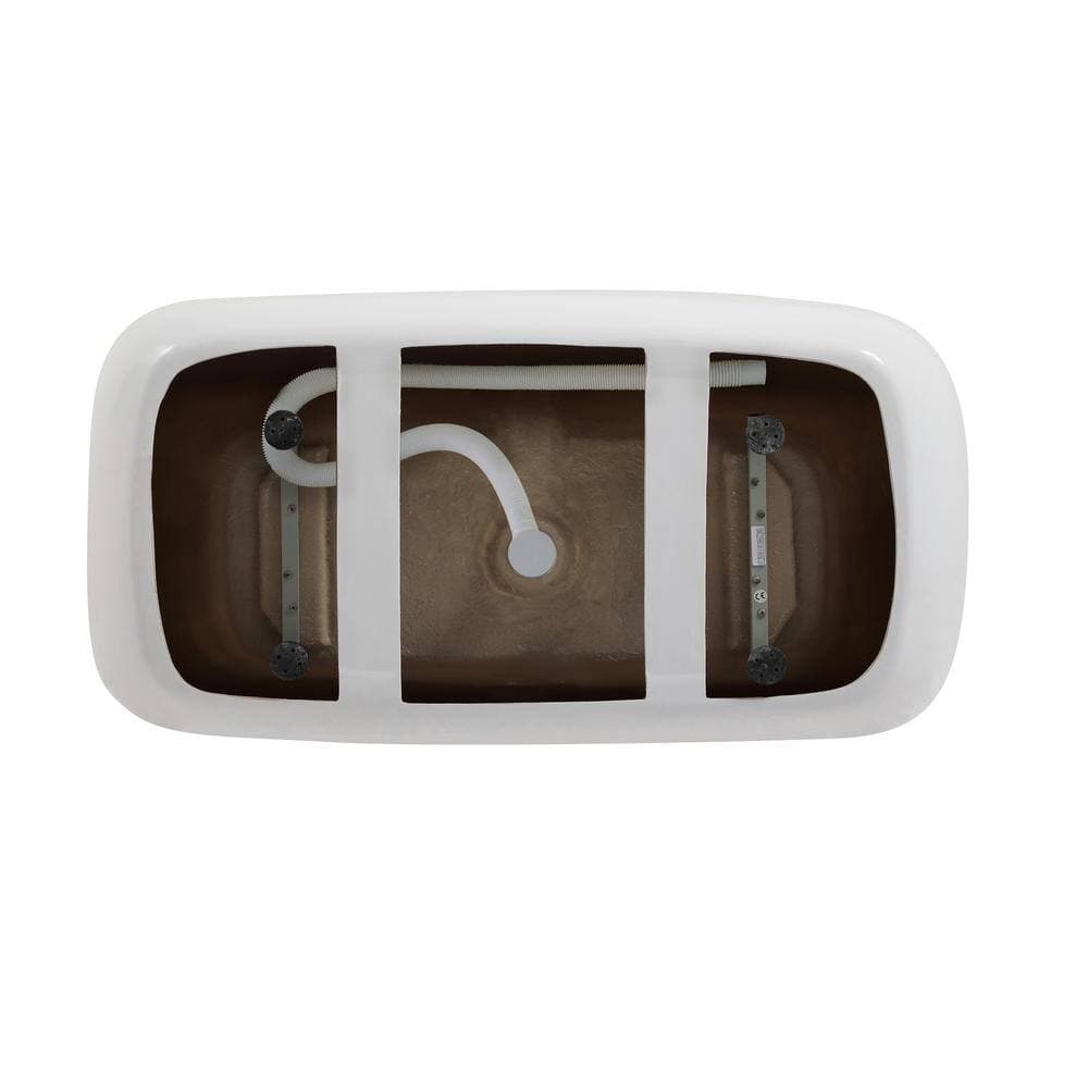 Unbranded Timeless Home 59 in. x 30 in. Soaking Bathtub with Center Drain in Glossy White with Brushed Nickel Trim (3)