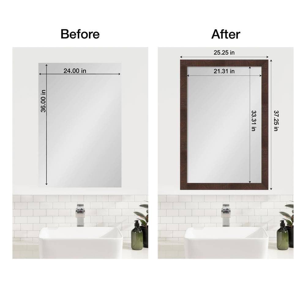Amanti Art Mirror Makeover Wildwood Brown Narrow 25.25 in. W x 37.25 in. H Bathroom Mirror Frame Border Kit-Fits a 24 x 36 Mirror (3)