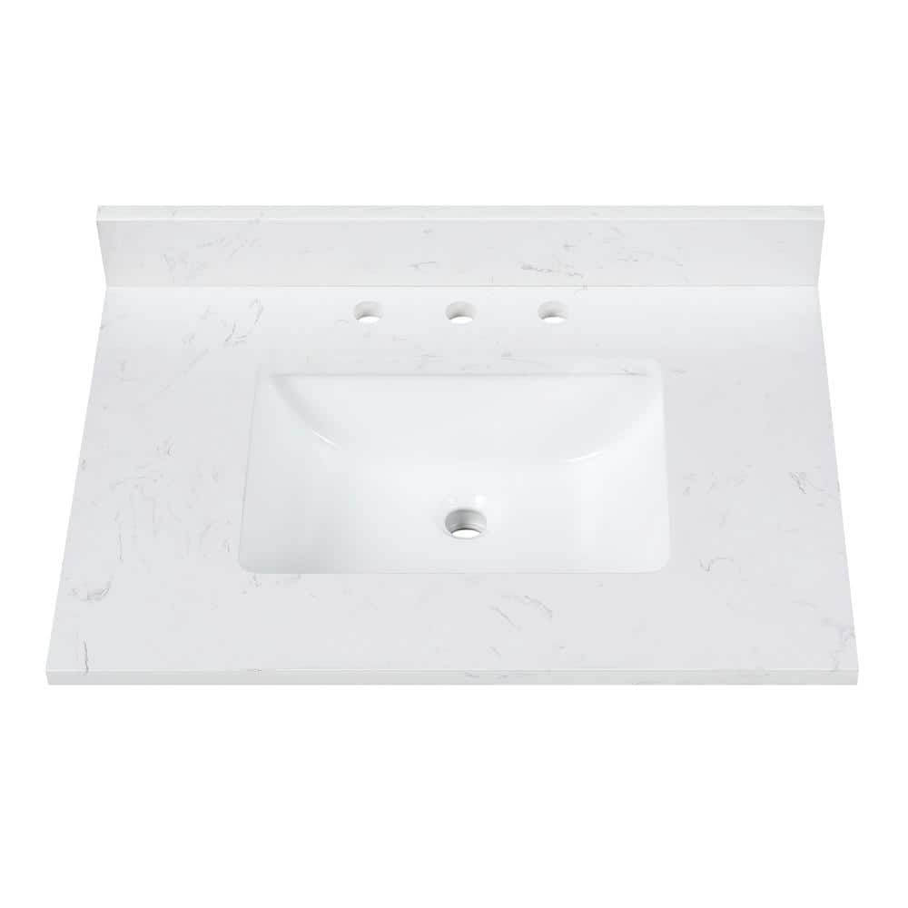 Avanity 73 in. W 22 in. D Engineered Stone White Rectangular Double Sink Vanity Top