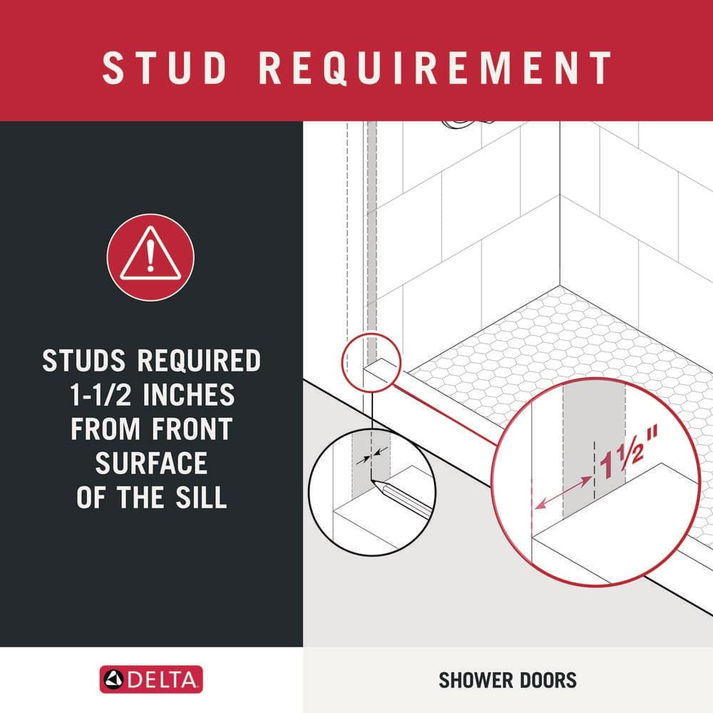 Delta LuxeTrack Greydon 52 to 60 in. W 72-1/2 in. H Frameless Sliding Shower Door with 1/4 in. Glass (4)