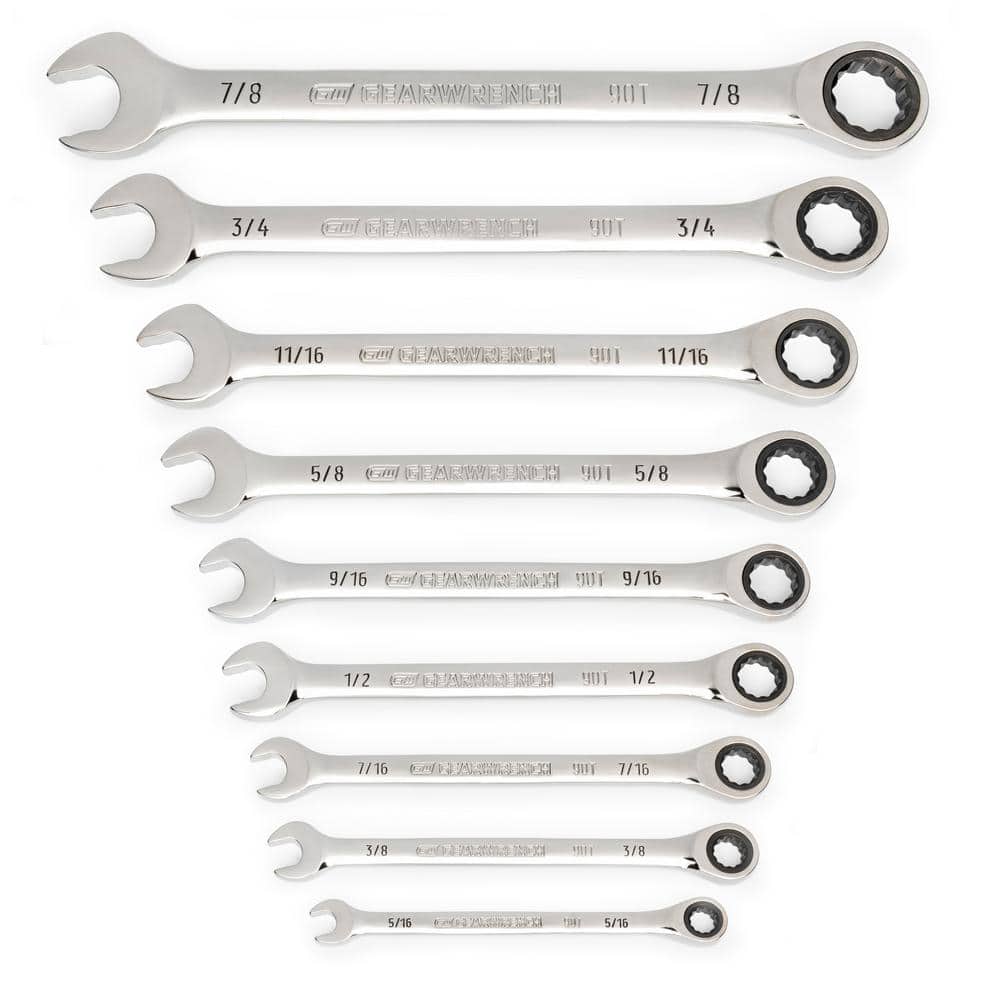 GEARWRENCH SAE/Metric 90-Tooth Combination Ratcheting Wrench Set with Case (18-Piece) (3)