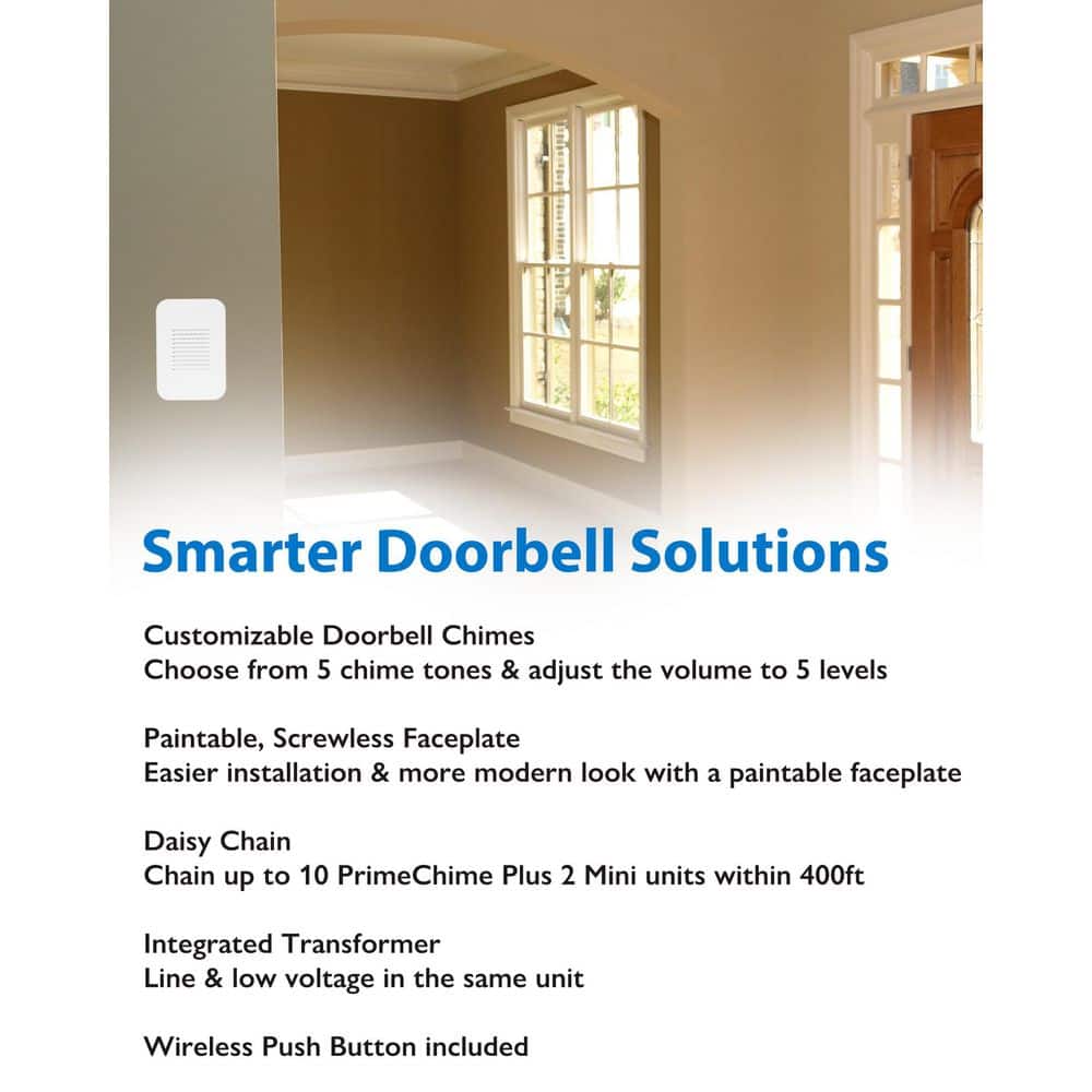 NICOR PrimeChime Plus 2 Mini Video Compatible Hardwired Door Bell Chime Kit with Wireless Doorbell (3)