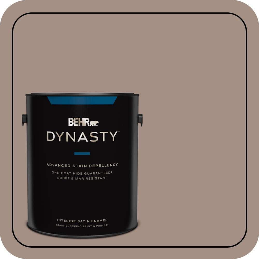 BEHR DYNASTY 1 gal. #MQ2-33 Parisian Cafe One-Coat Hide Satin Enamel Interior Stain-Blocking Paint & Primer