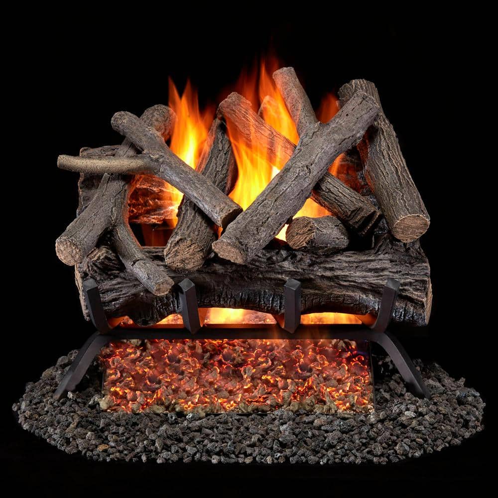 Bluegrass Living 18 in. Rustic Oak Vented Natural Gas Fireplace Log Set, 45,000 BTU, Match Light (2)