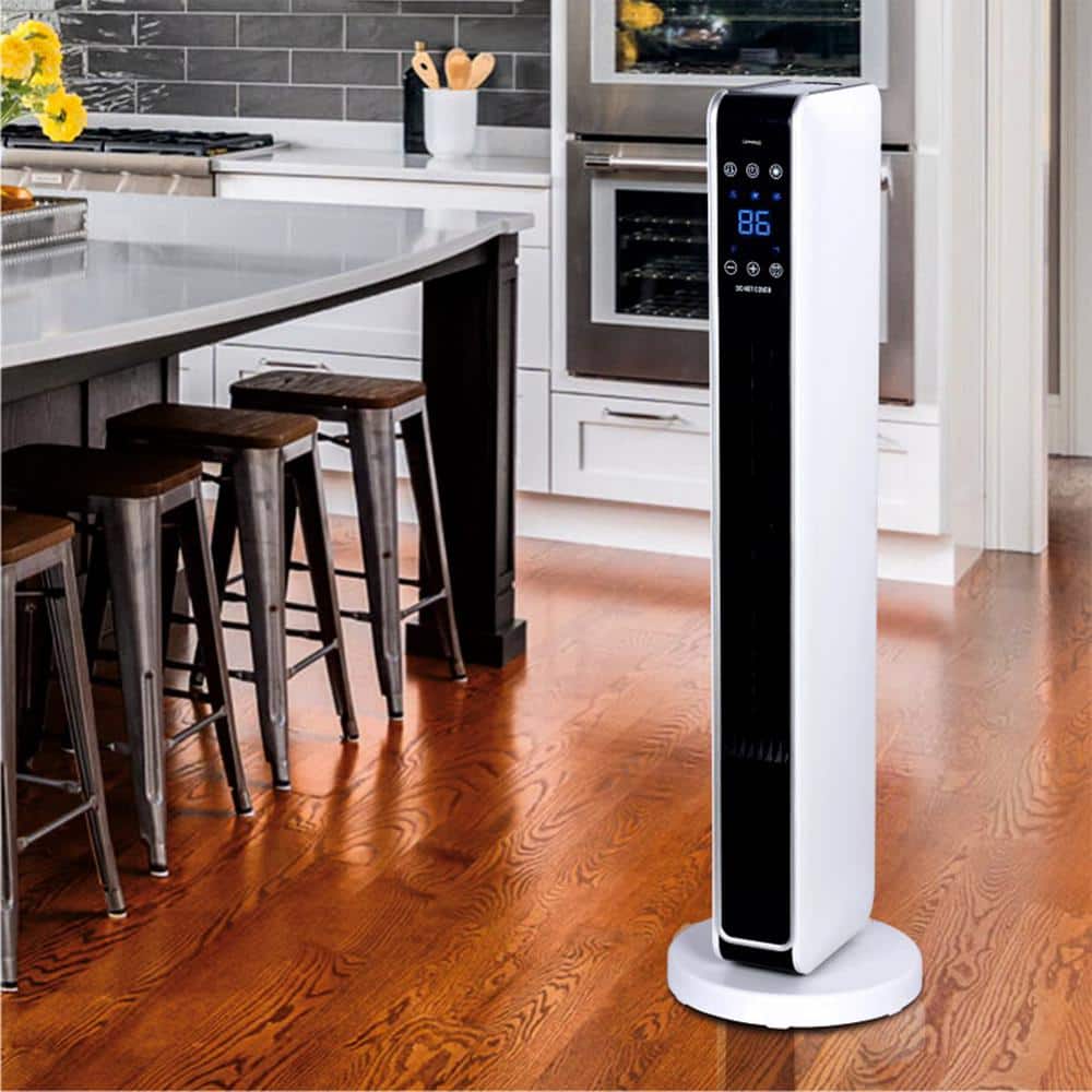 Optimus 29 in. Oscillating Electric Furnace Tower Heater with Digital Temperature Readout and Remote (2)