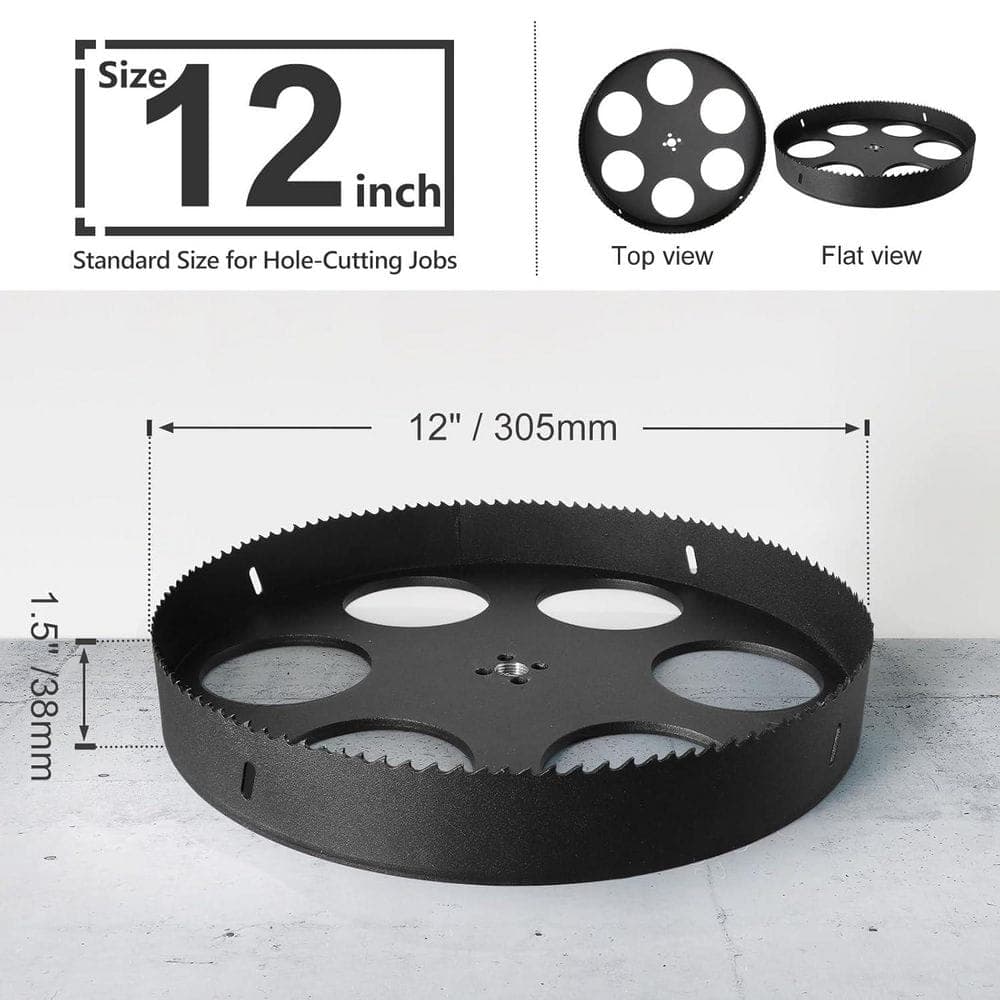 Unbranded 12 in. Bi-Metal Hole Saw with 1/2 Triangle Shank Quick Change Arbor for Cornhole Boards, Wood, Plastic, Drywall (3)