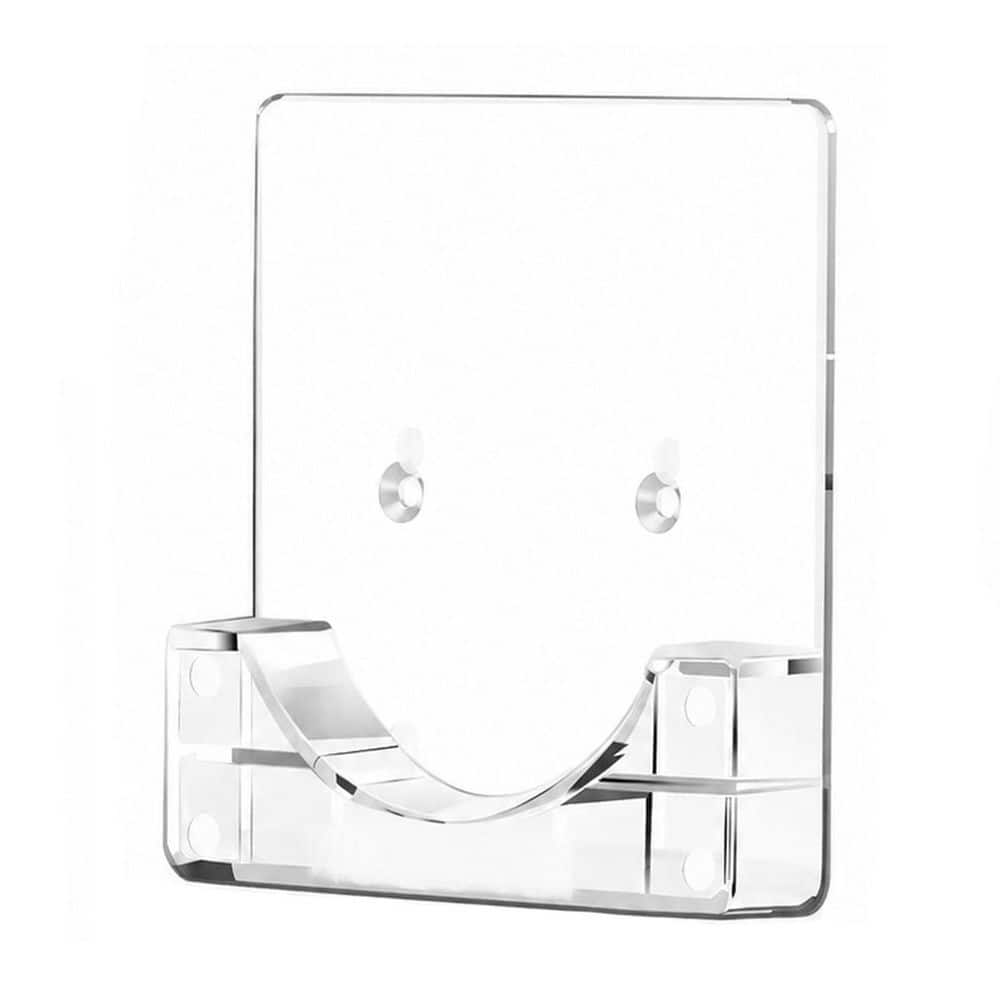 KHKFY 2-Pack Upgraded Adhesive Shower Curtain Rod Holder Stick-On Dual-Install 30 lb. Support Bracket in Clear (1)