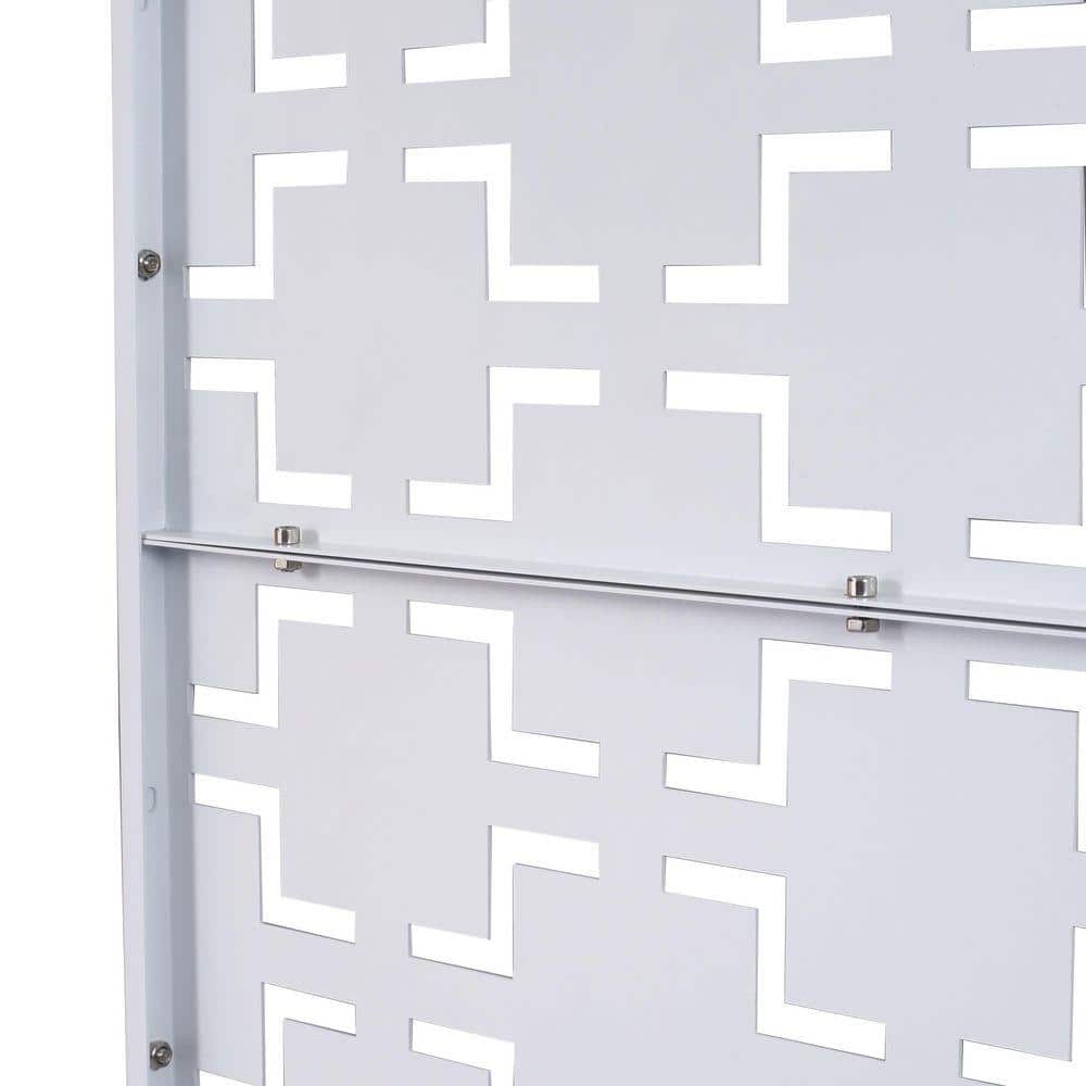 Unbranded Outdoor & Indoor 6.3 ft. x 4 ft. Freestanding Decorative Privacy Fence Screen White Metal for Garden Fence (3)