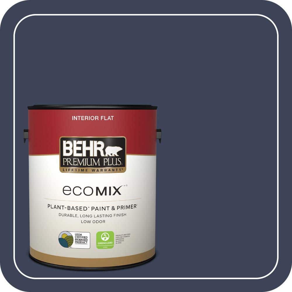 BEHR PREMIUM PLUS 1 gal. #T16-10 Blue Vortex Flat EcoMix Plant-Based Interior Paint & Primer (1)