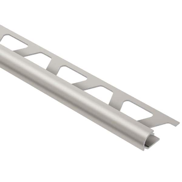 Schluter Rondec Satin Nickel Anodized Aluminum 3/8 in. x 8 ft. 2-1/2 in. Metal Bullnose Tile Edging Trim