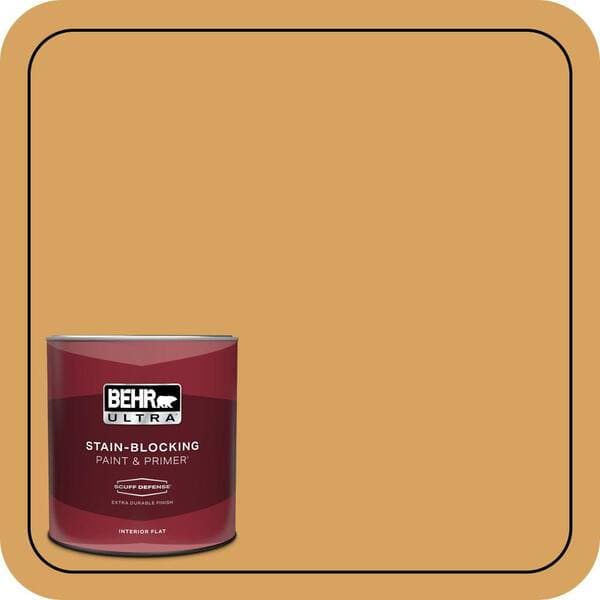 BEHR ULTRA 1 qt. #MQ4-10 Amber Brew Extra Durable Flat Interior Paint & Primer (2)
