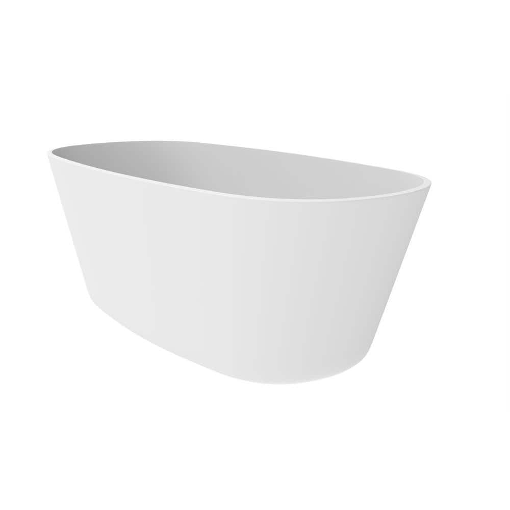 castellousa Hermosa 70.87 in. Solid Surface Stone Resin Flatbottom Bathtub in Matte White (2)