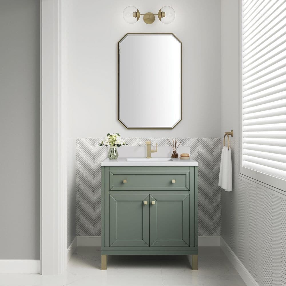 James Martin Vanities Chicago 29.9 in. W x 23.3 in. D x 32.6 in. H Single Bath Vanity Cabinet Without Top in Smokey Celadon (1)