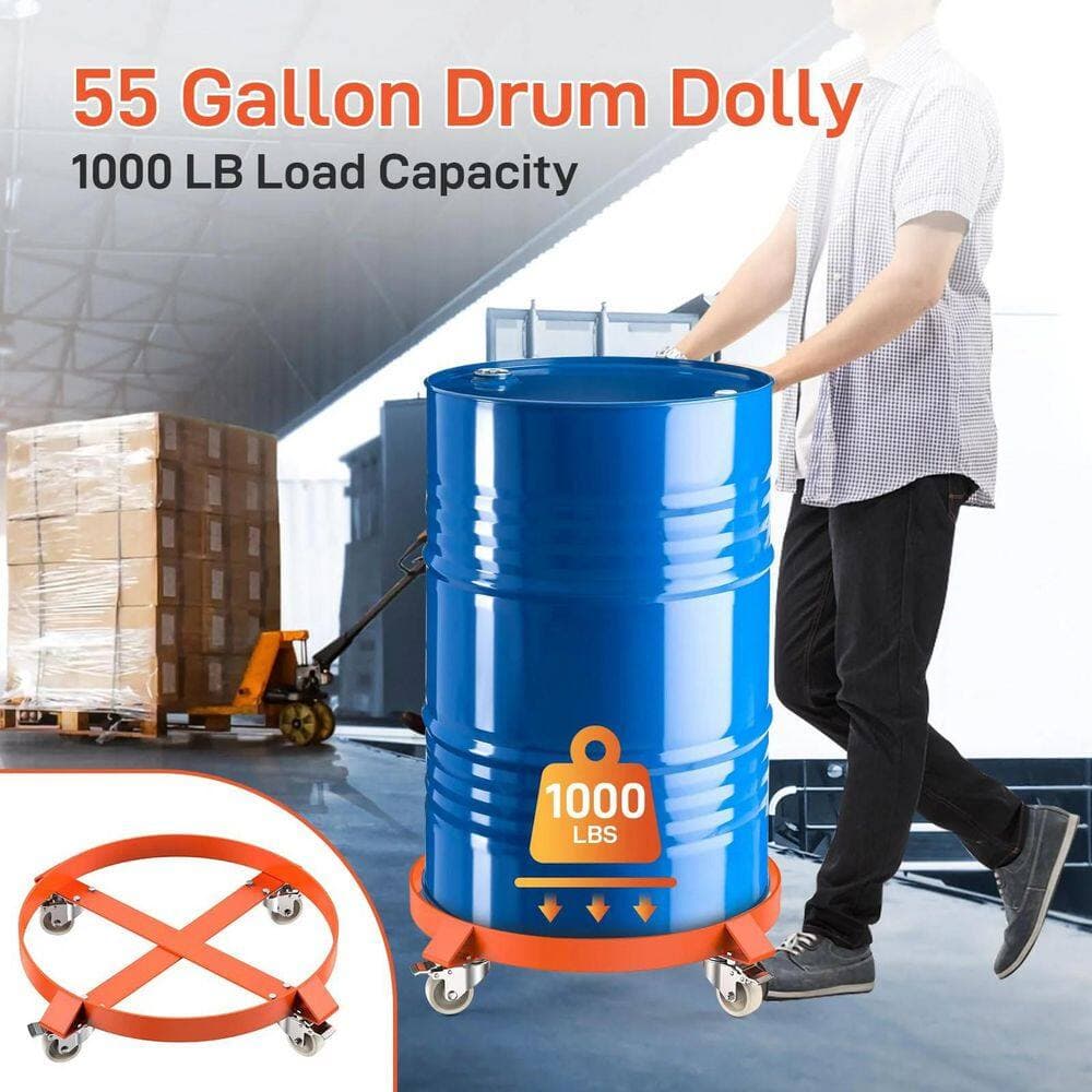 Garvee 2-Piece 55 Gal. Drum Dolly, Heavy Duty Barrel Dolly with 4-Caster Wheels, 1000 lbs. Capacity Trash Can Dolly (3)