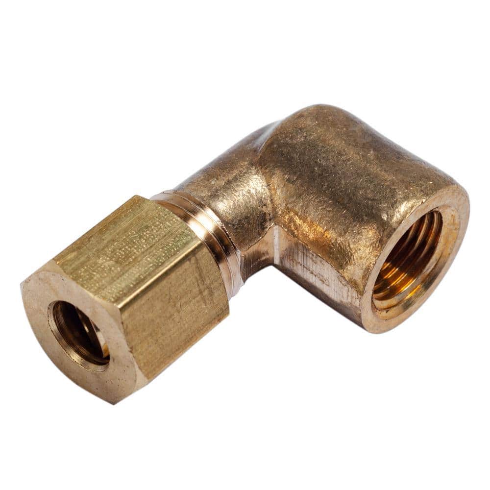 LTWFITTING 1/4 in. O.D. x 1/8 in. FIP Brass Compression 90-Degree Elbow Fitting (5-Pack) (1)
